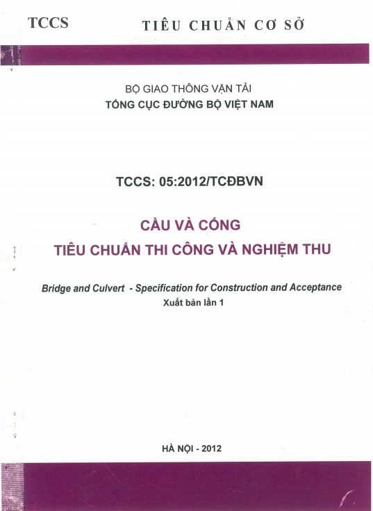 TCCS: 05:2012/TCDBVN Cầu và Cống tiêu chuẩn thi công và nghiệm thu