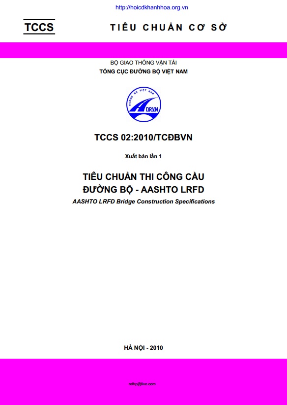 TCCS 02:2010/TCĐBVN Tiêu chuẩn thi công cầu đường bộ 