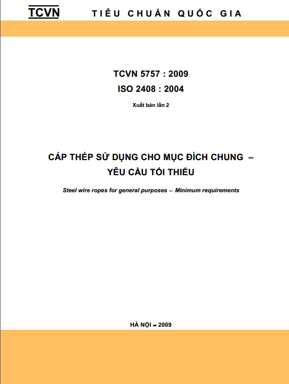 TCVN 5757:2009 Cáp thép sử dụng cho mục đích chung